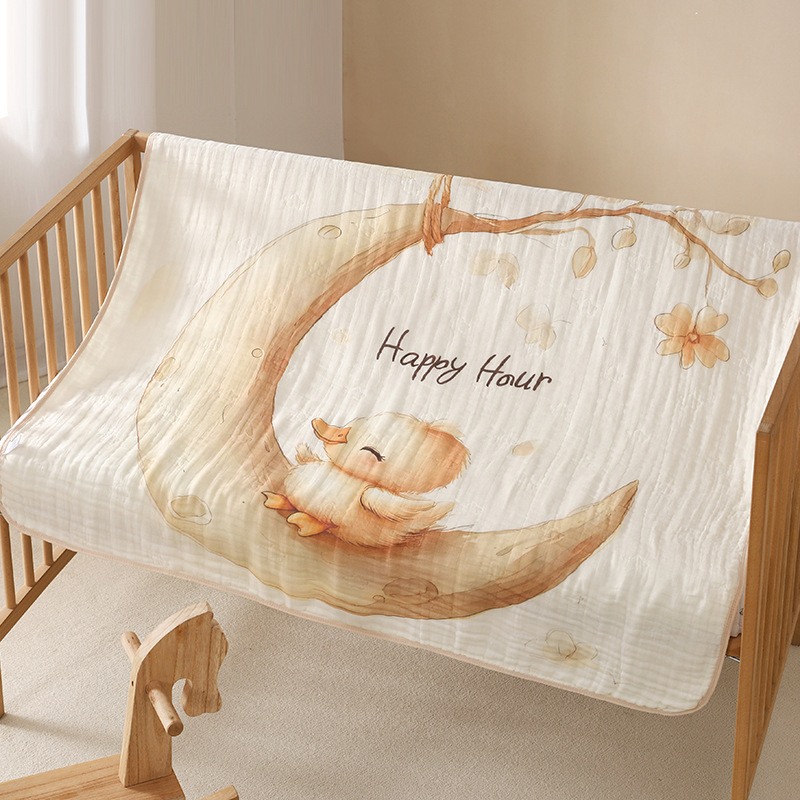 Chăn trẻ em hoạt hình Cotton nguyên chất 6 lớp kháng khuẩn mềm mại và thấm hút kích thước 105x110cm
