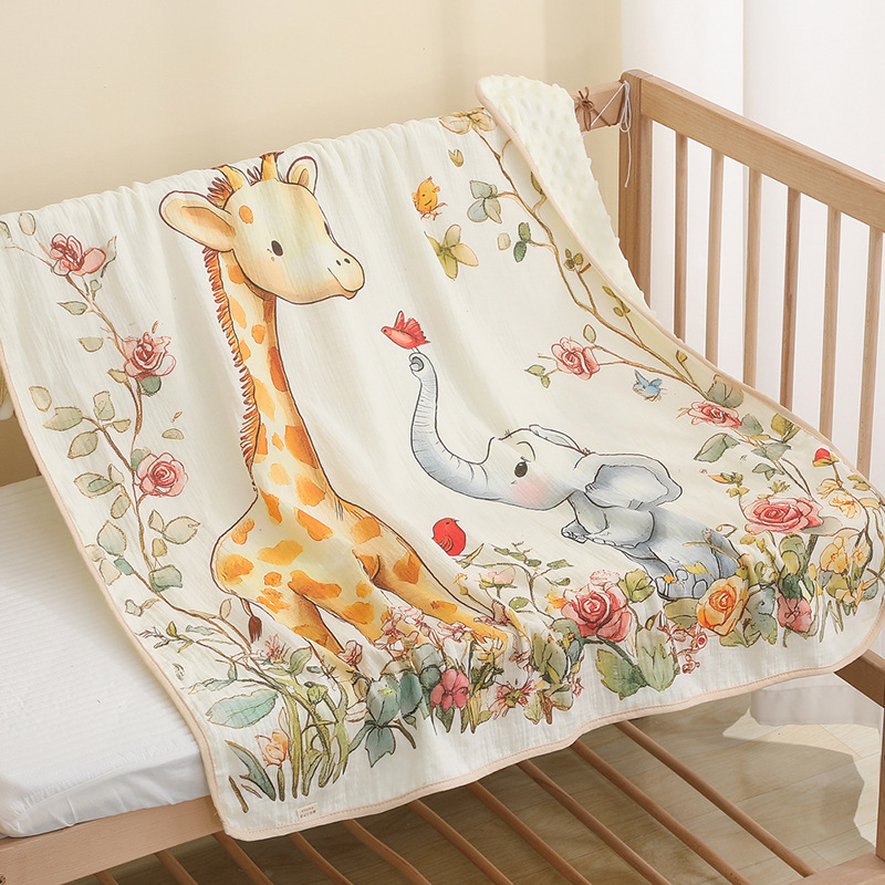 Chăn trẻ em nhung hạt đậu Zoubu Doudou mềm mại thoáng khí hoạ tiết hoạt hình bốn mùa điều hoà không khí chăn ôm mẫu giáo kích thước 100x100cm