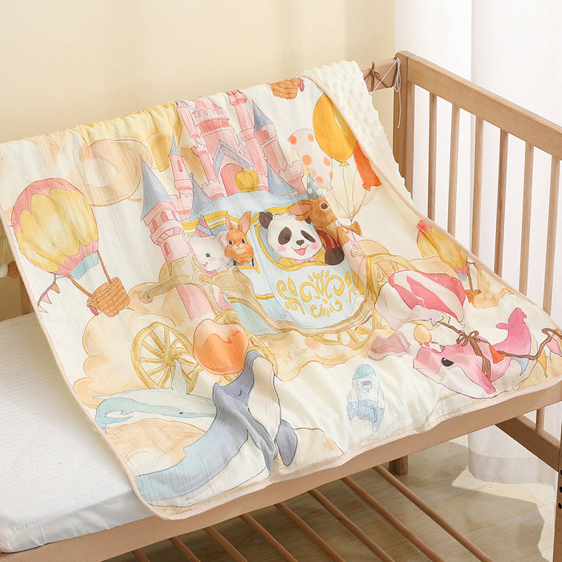 Chăn trẻ em nhung hạt đậu Zoubu Doudou mềm mại thoáng khí hoạ tiết hoạt hình bốn mùa điều hoà không khí chăn ôm mẫu giáo kích thước 100x100cm