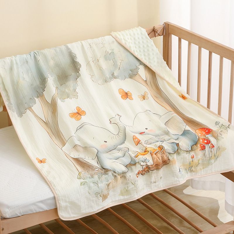 Chăn trẻ em nhung hạt đậu Zoubu Doudou mềm mại thoáng khí hoạ tiết hoạt hình bốn mùa điều hoà không khí chăn ôm mẫu giáo kích thước 100x100cm