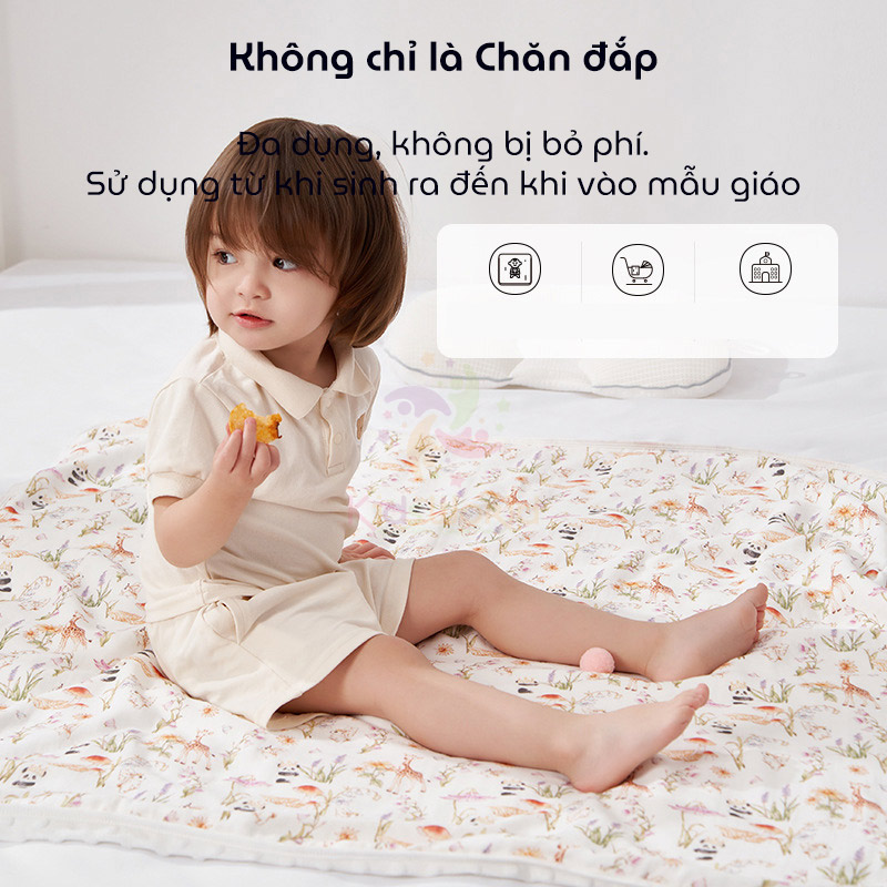 Chăn cho bé sợi tre hạt đậu thiết kế hai mặt tiện dụng và chất liệu cao cấp mềm mại, thoáng khí và an toàn tuyệt đối kích thước 100x100cm