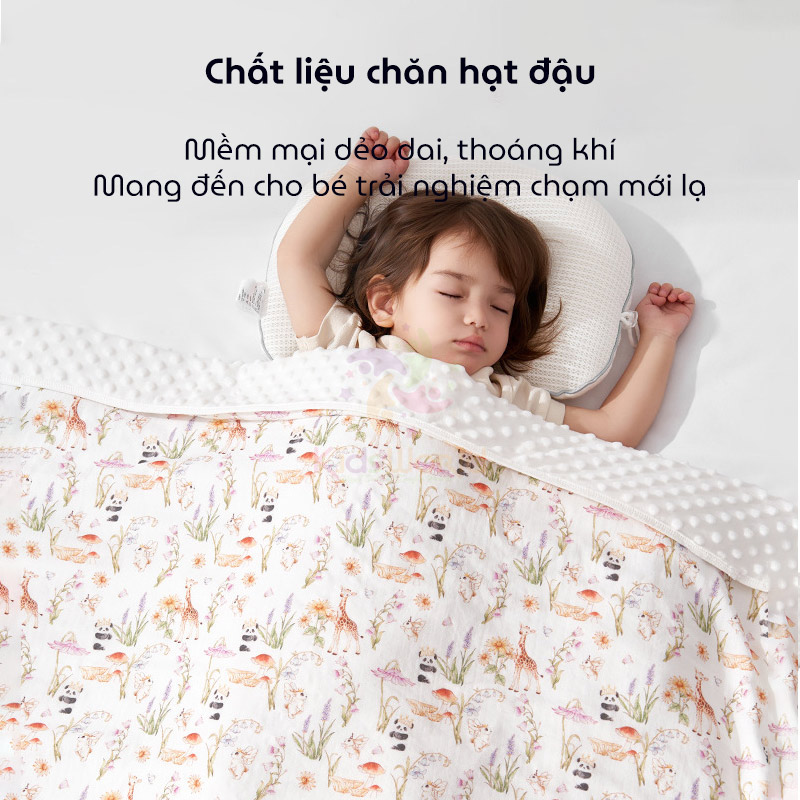 Chăn cho bé sợi tre hạt đậu thiết kế hai mặt tiện dụng và chất liệu cao cấp mềm mại, thoáng khí và an toàn tuyệt đối kích thước 100x100cm