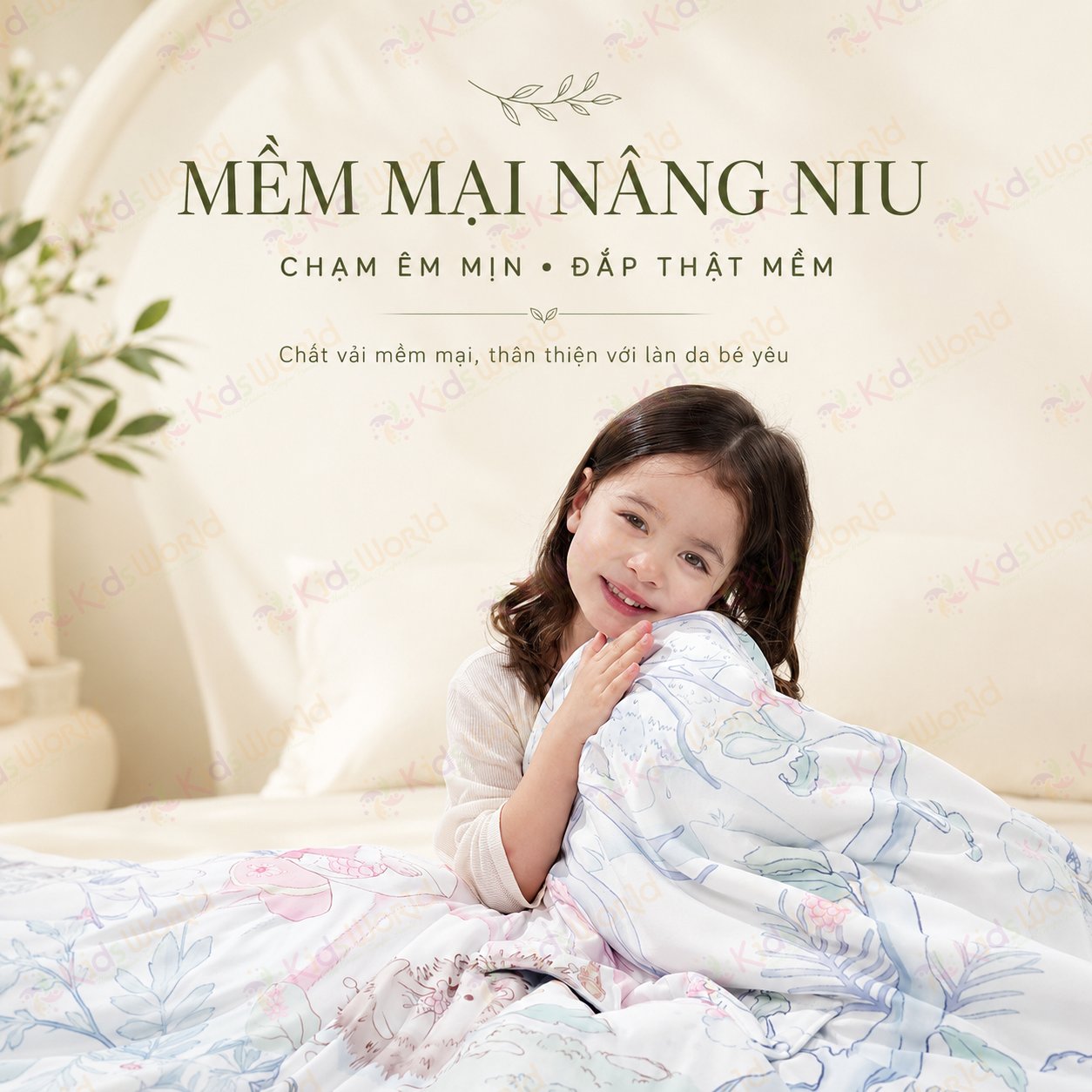 Chăn ngủ chống đạp cho bé hoạ tiết cổ tích siêu mềm mại, thoáng khí, mát dịu, giữ ấm khi ngủ điều hòa kích thước 150x150cm