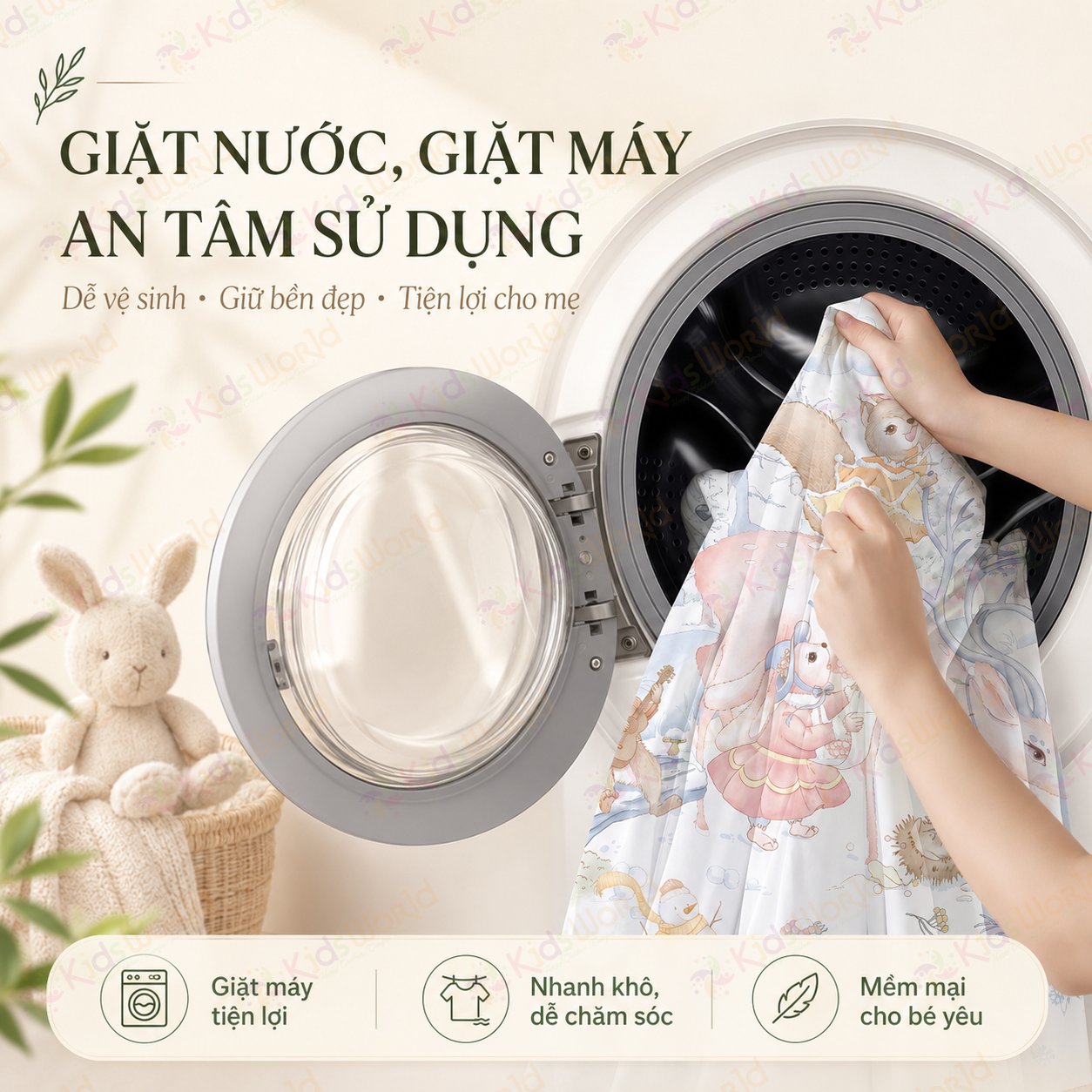 Chăn ngủ chống đạp cho bé hoạ tiết cổ tích siêu mềm mại, thoáng khí, mát dịu, giữ ấm khi ngủ điều hòa kích thước 150x150cm