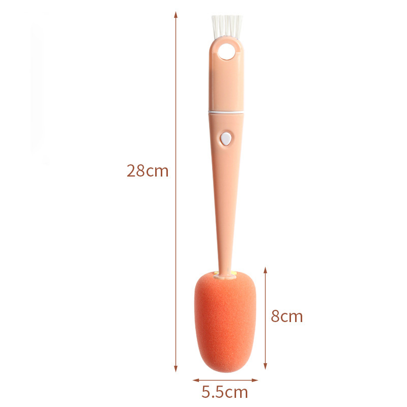 Dụng cụ cọ rửa bình sữa 3in1 hình Carot cán dài chất liệu nhựa ABS, mút bọt biển cao cấp, đầu cọ silicone