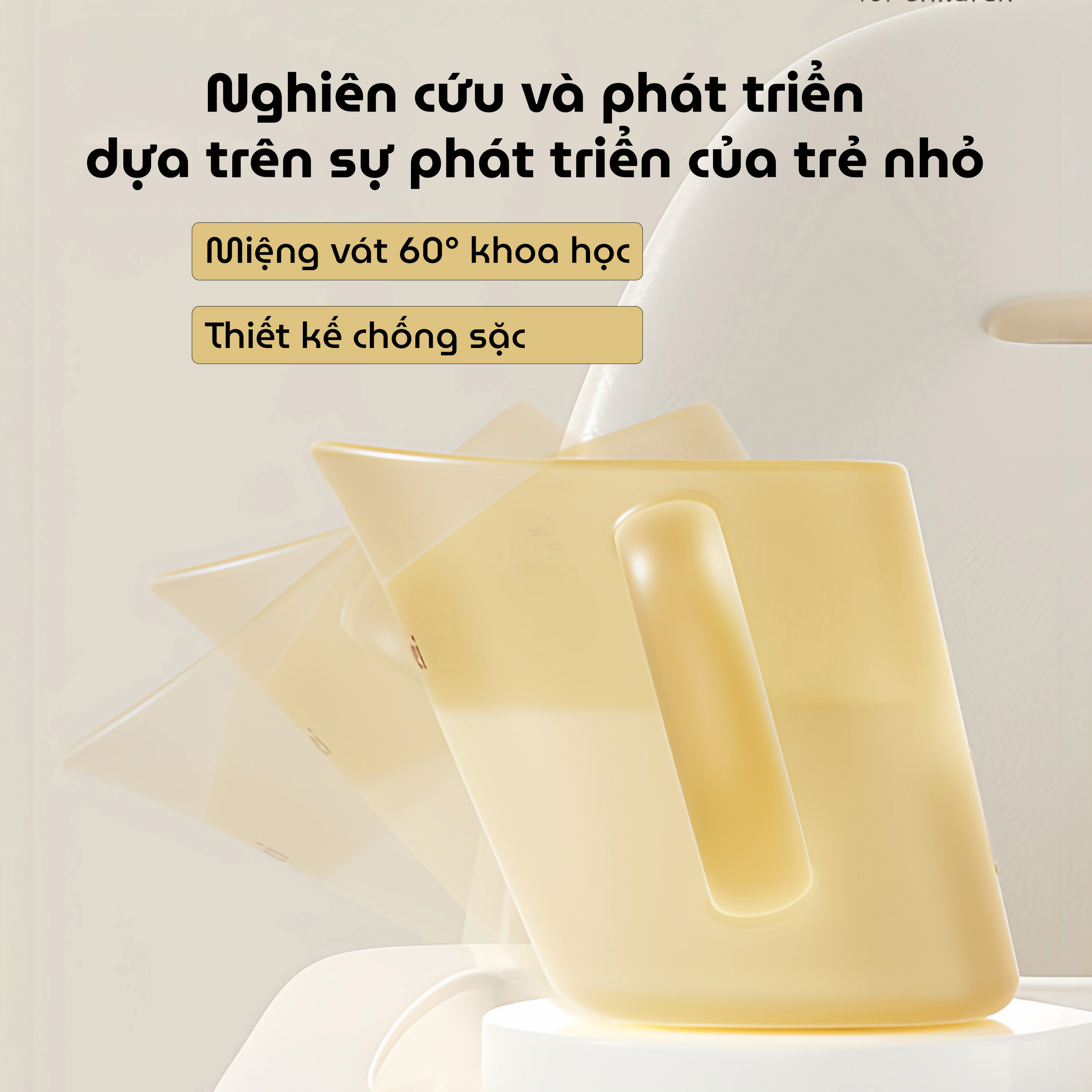 Cốc tập uống cho bé Youkebei, Zaxion thiết kế miệng vát 60° chống sặc cao cấp