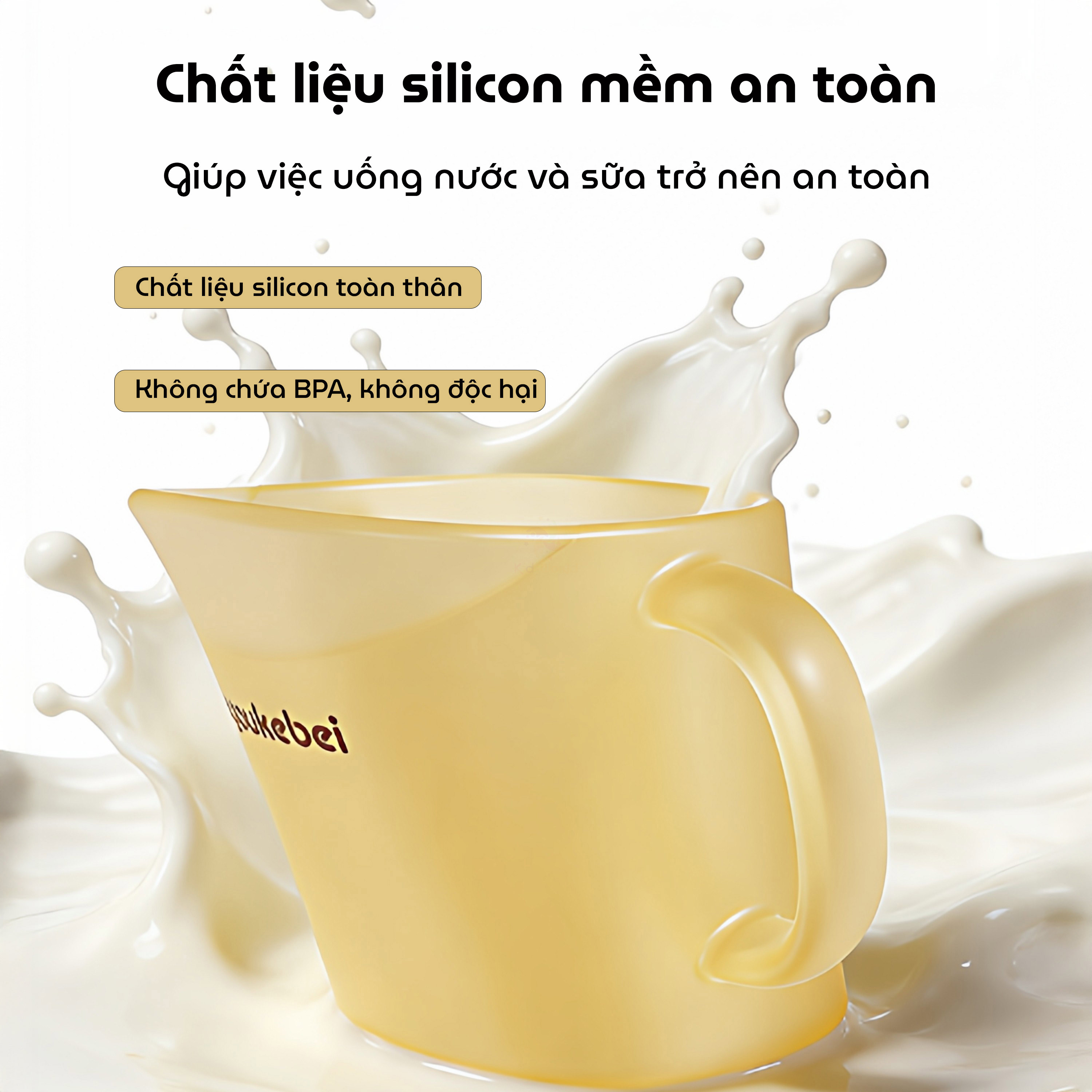 Cốc tập uống cho bé Youkebei, Zaxion thiết kế miệng vát 60° chống sặc cao cấp