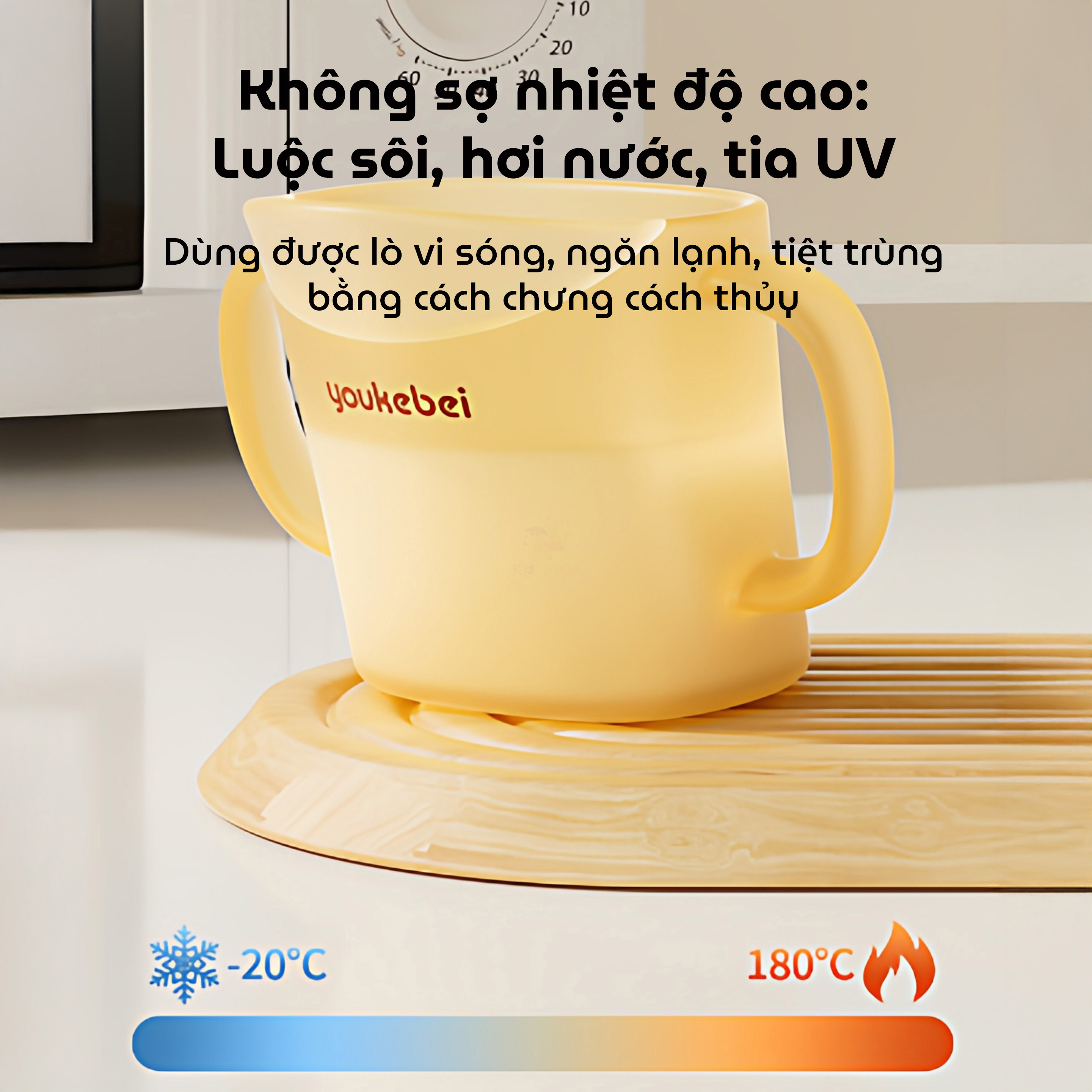 Cốc tập uống cho bé Youkebei, Zaxion thiết kế miệng vát 60° chống sặc cao cấp