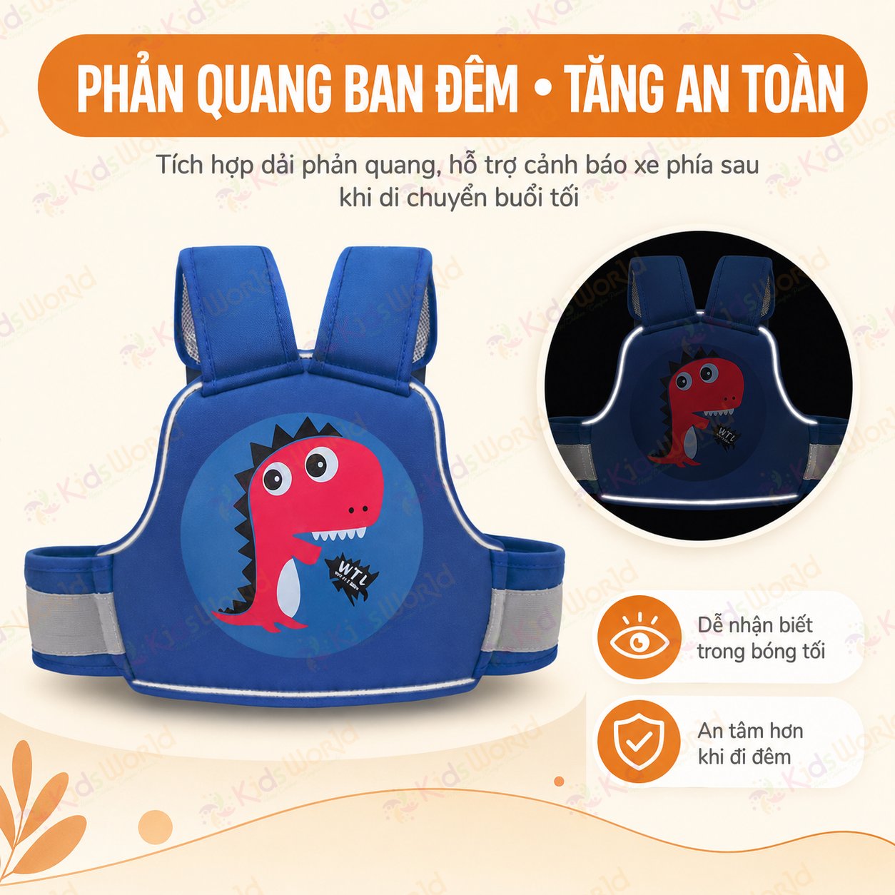 Đai đi xe máy cho bé an toàn Aiebao đai ôm eo kép chống trượt, dây điều chỉnh linh hoạt, có phản quang ban đêm cho bé 9 tháng đến 10 tuổi