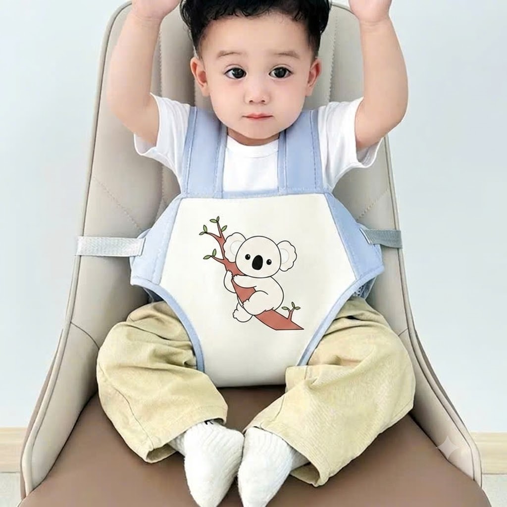 Đai ngồi ghế ăn cho bé ăn dặm an toàn đa năng vải mềm thoáng khí thiết kế chống thấm nước có nút điều chỉnh độ rộng