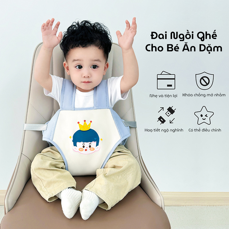 Đai ngồi ghế ăn cho bé ăn dặm an toàn đa năng vải mềm thoáng khí thiết kế chống thấm nước có nút điều chỉnh độ rộng
