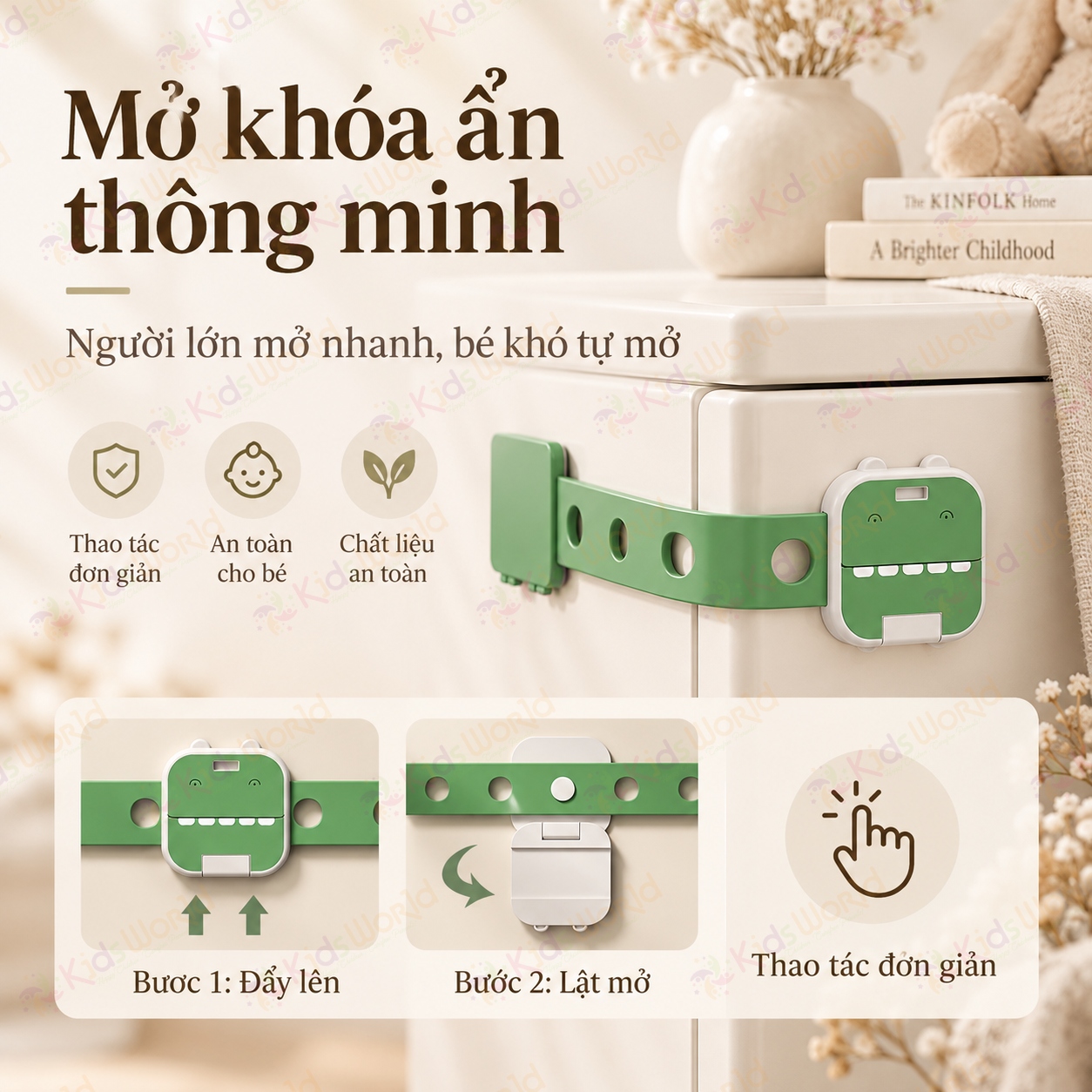 Dây đai khóa chống mở tủ ngăn kéo tủ lạnh máy giặt cho bé an toàn điều chỉnh 6 nấc, chất liệu ABS + PP không BPA