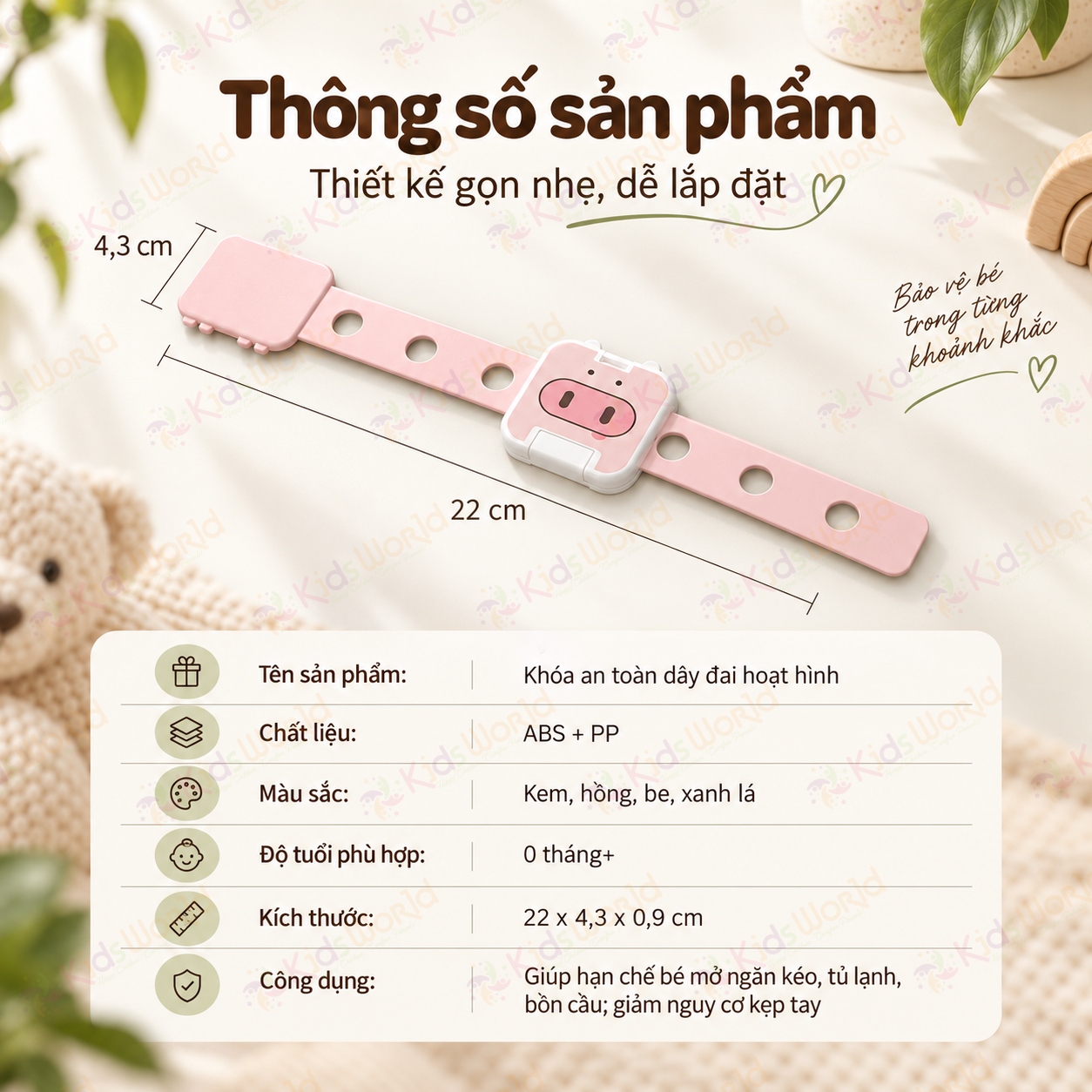 Dây đai khóa chống mở tủ ngăn kéo tủ lạnh máy giặt cho bé an toàn điều chỉnh 6 nấc, chất liệu ABS + PP không BPA