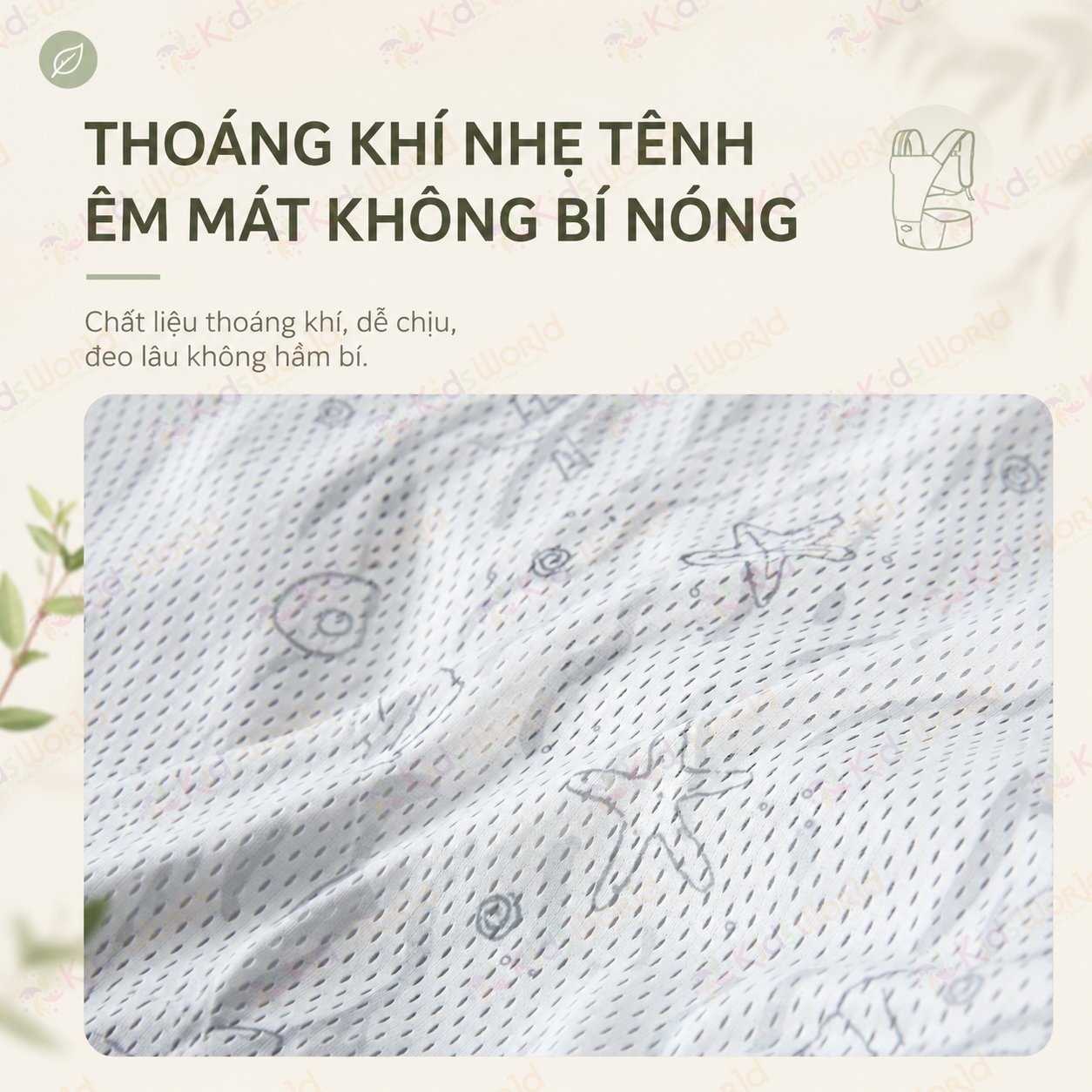 Địu ngồi em bé imama trợ lực 3 điểm, tư thế chữ m, đai vai êm, thoáng khí, có ghế ngồi chống mỏi cho bé 3–36 tháng
