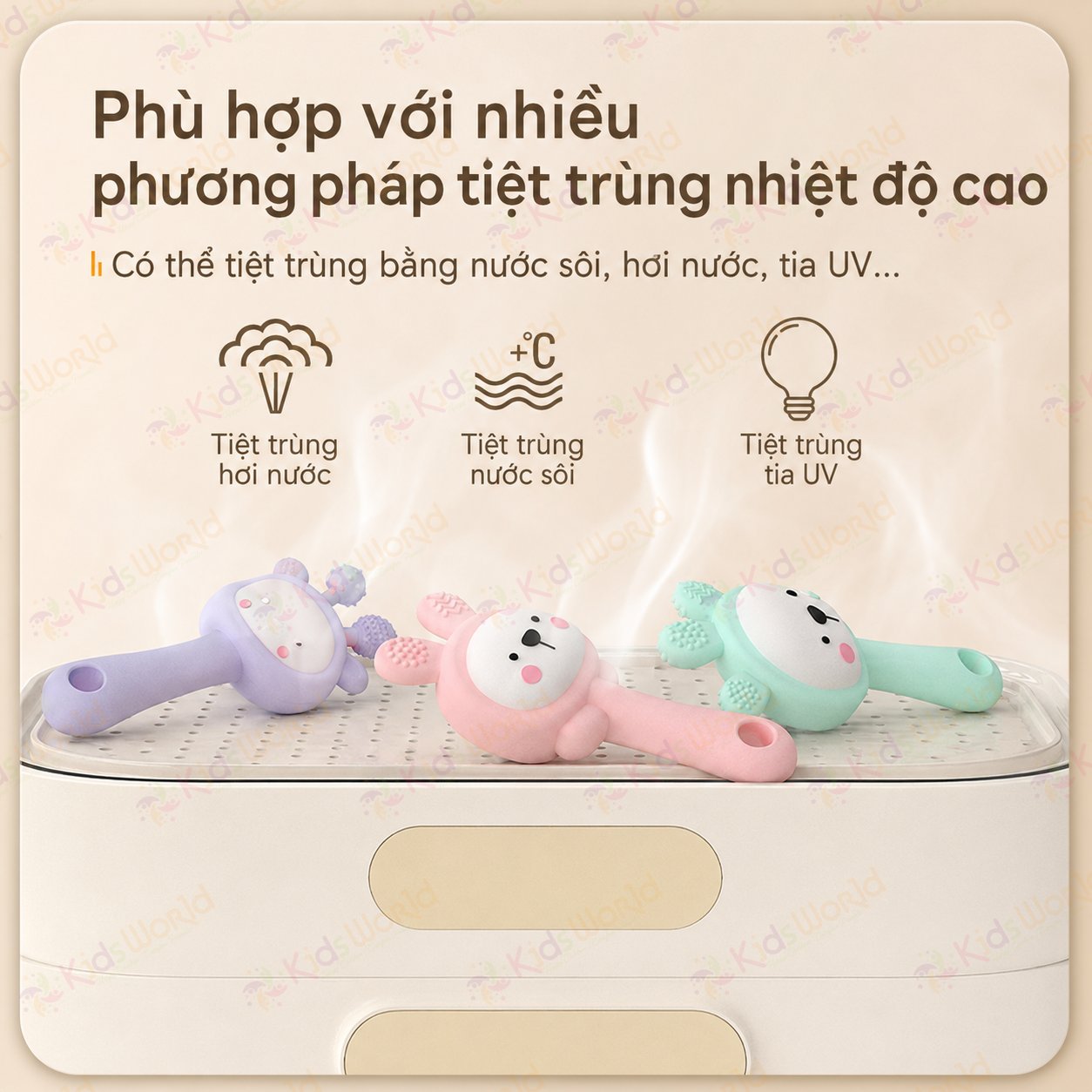 Đồ chơi lục lạc gặm nướu hình thỏ và hươu cầm tay cho bé sơ sinh chất liệu silicon cao cấp có thể khử trùng ở nhiệt độ cao