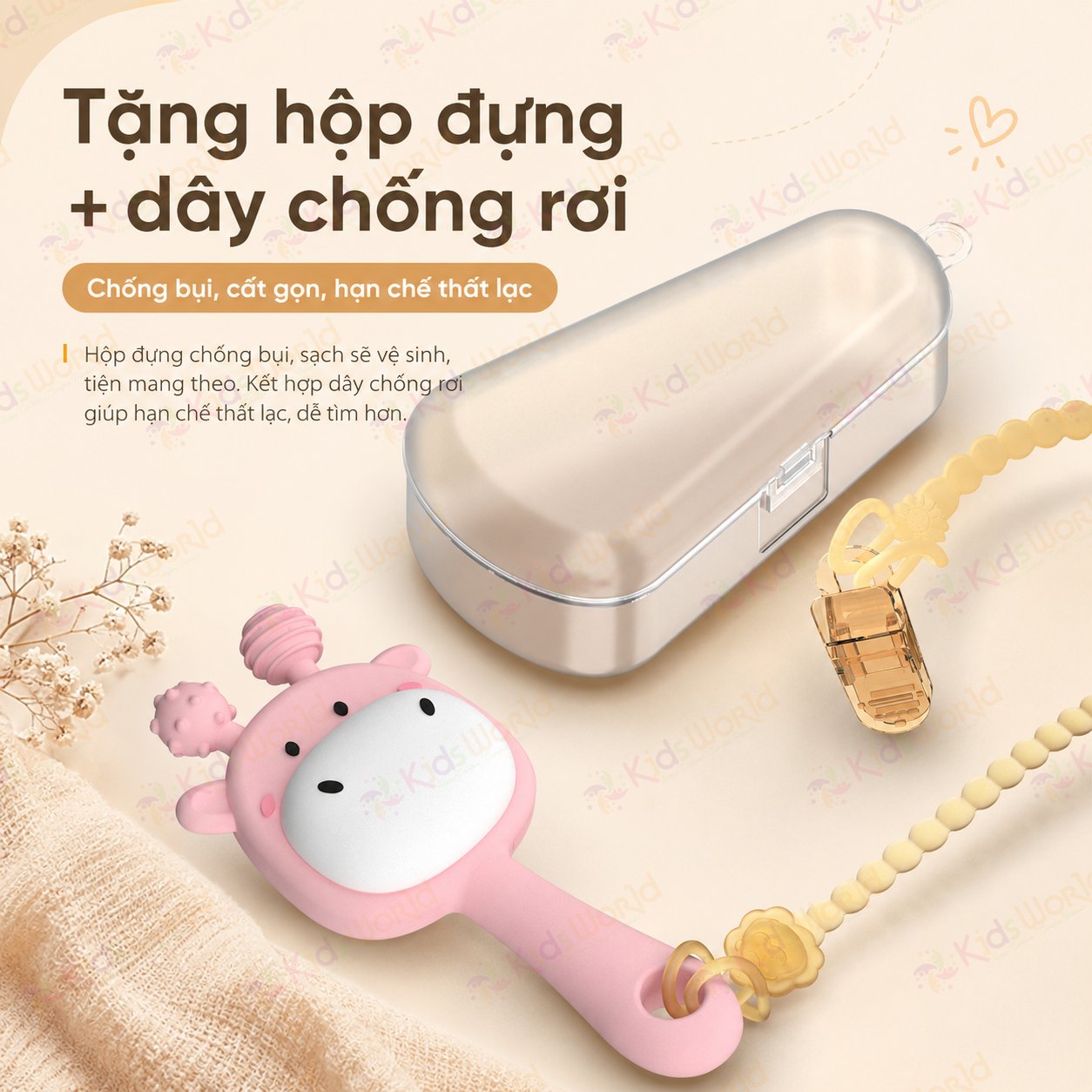 Đồ chơi lục lạc gặm nướu hình thỏ và hươu cầm tay cho bé sơ sinh chất liệu silicon cao cấp có thể khử trùng ở nhiệt độ cao
