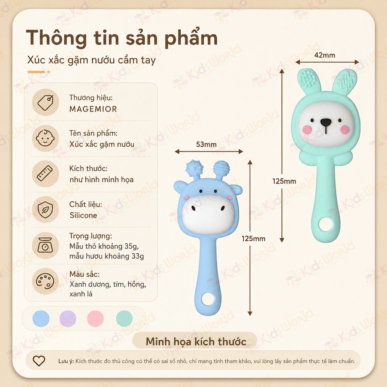 Đồ chơi lục lạc gặm nướu hình thỏ và hươu cầm tay cho bé sơ sinh chất liệu silicon cao cấp có thể khử trùng ở nhiệt độ cao