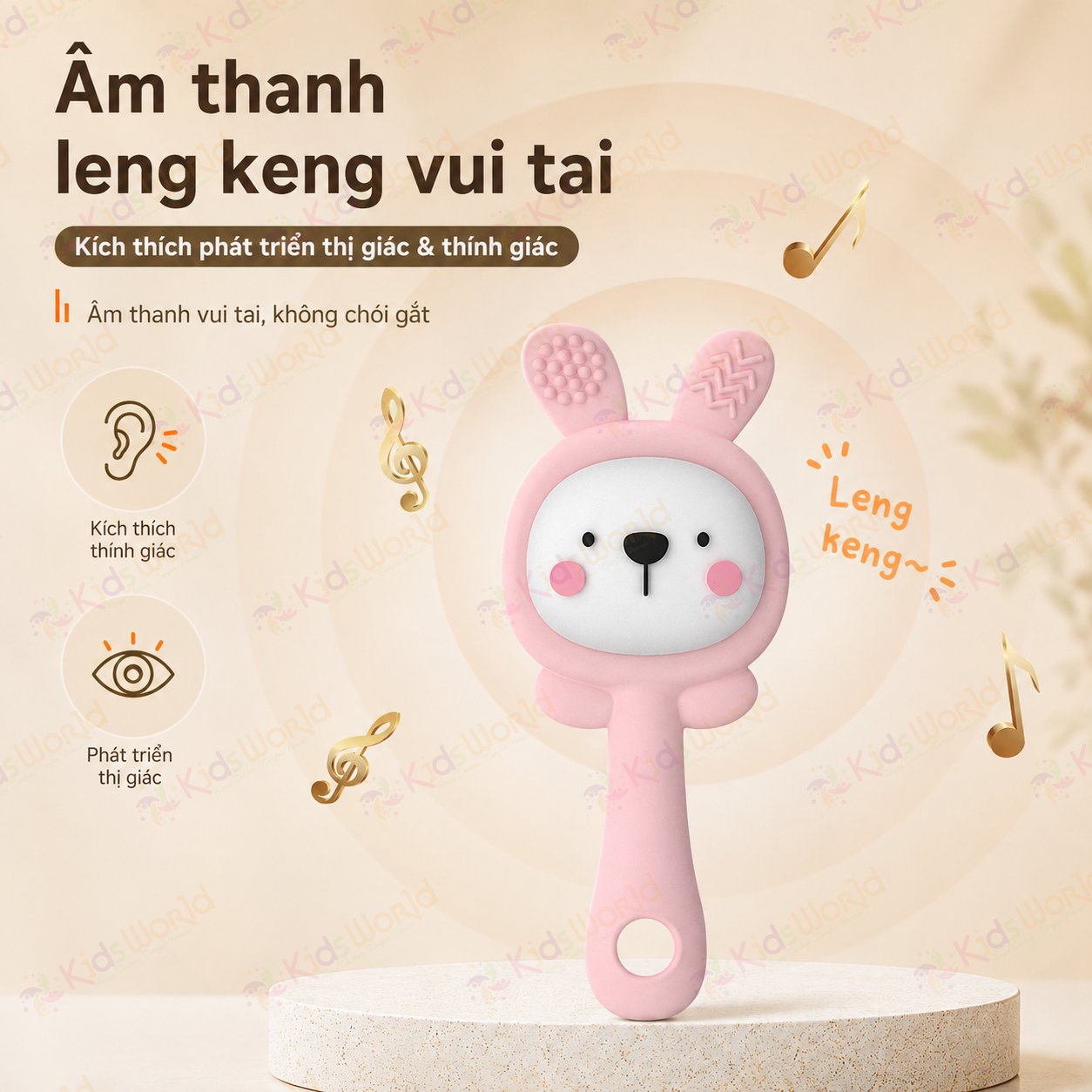 Đồ chơi lục lạc gặm nướu hình thỏ và hươu cầm tay cho bé sơ sinh chất liệu silicon cao cấp có thể khử trùng ở nhiệt độ cao