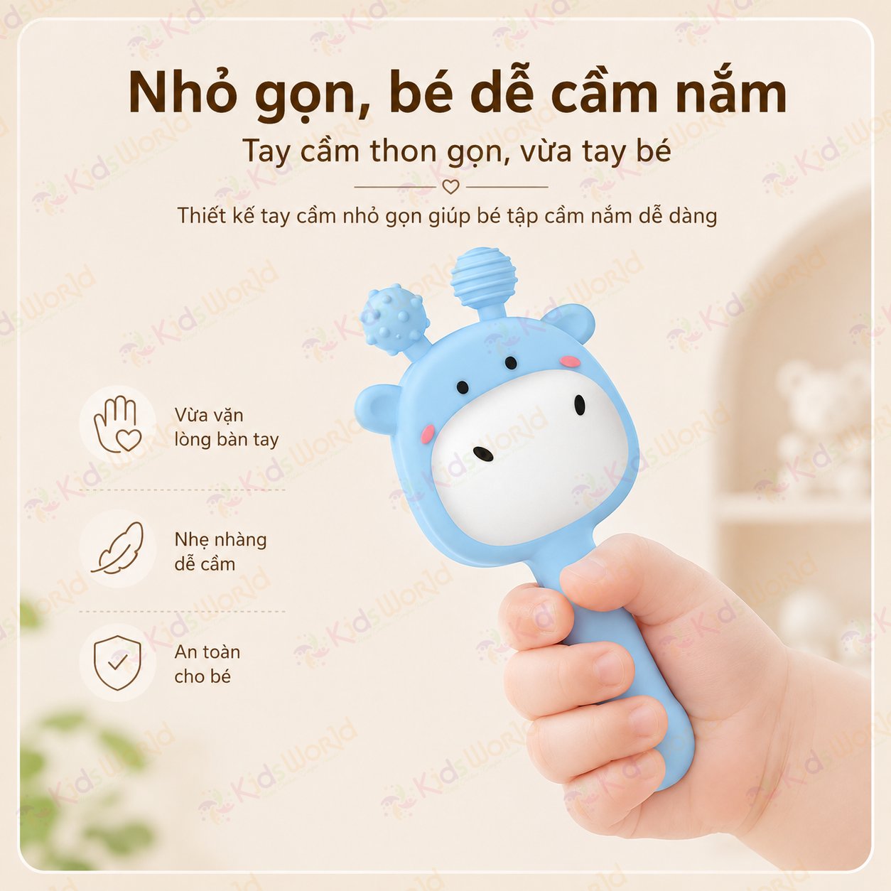 Đồ chơi lục lạc gặm nướu hình thỏ và hươu cầm tay cho bé sơ sinh chất liệu silicon cao cấp có thể khử trùng ở nhiệt độ cao