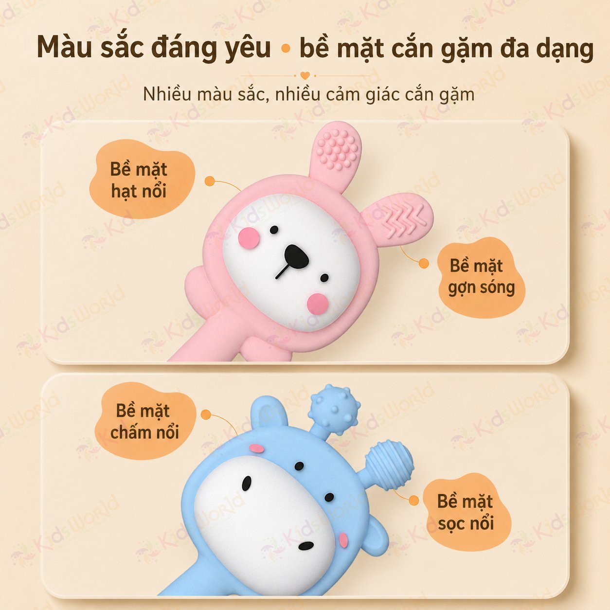 Đồ chơi lục lạc gặm nướu hình thỏ và hươu cầm tay cho bé sơ sinh chất liệu silicon cao cấp có thể khử trùng ở nhiệt độ cao