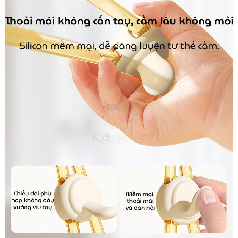 Đũa tập gắp cho bé tập ăn Disney Mickey chất liệu PPSU cao cấp, thiết kế 3 nấc thông minh đầu đũa chống trượt