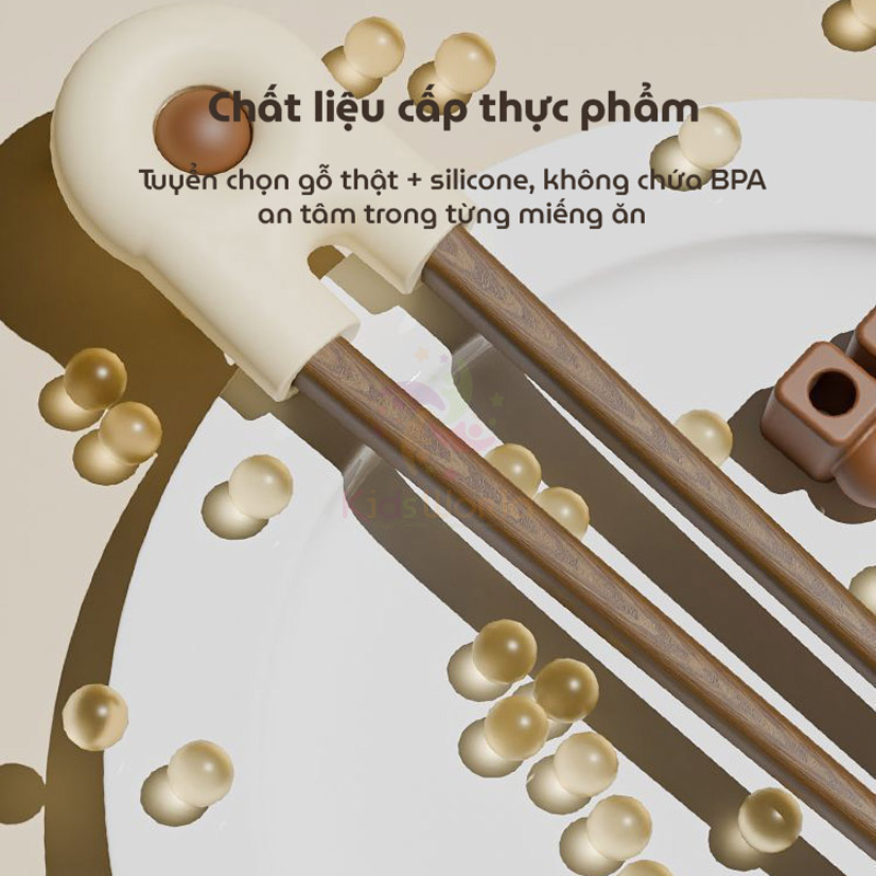 Đũa tập gắp cho bé tập ăn hình Gấu trúc chất liệu gỗ tự nhiên không sơn, không sáp, không mùi lạ