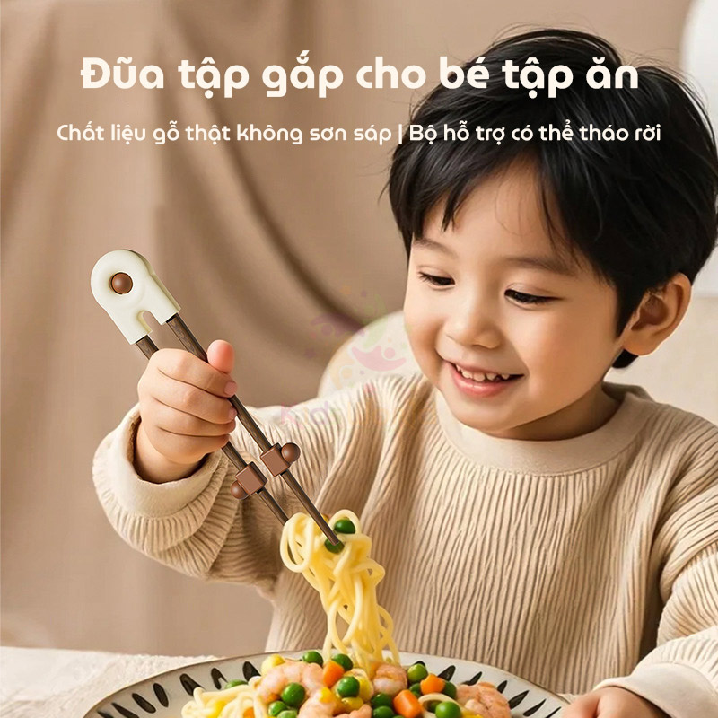 Đũa tập gắp cho bé tập ăn hình Gấu trúc chất liệu gỗ tự nhiên không sơn, không sáp, không mùi lạ
