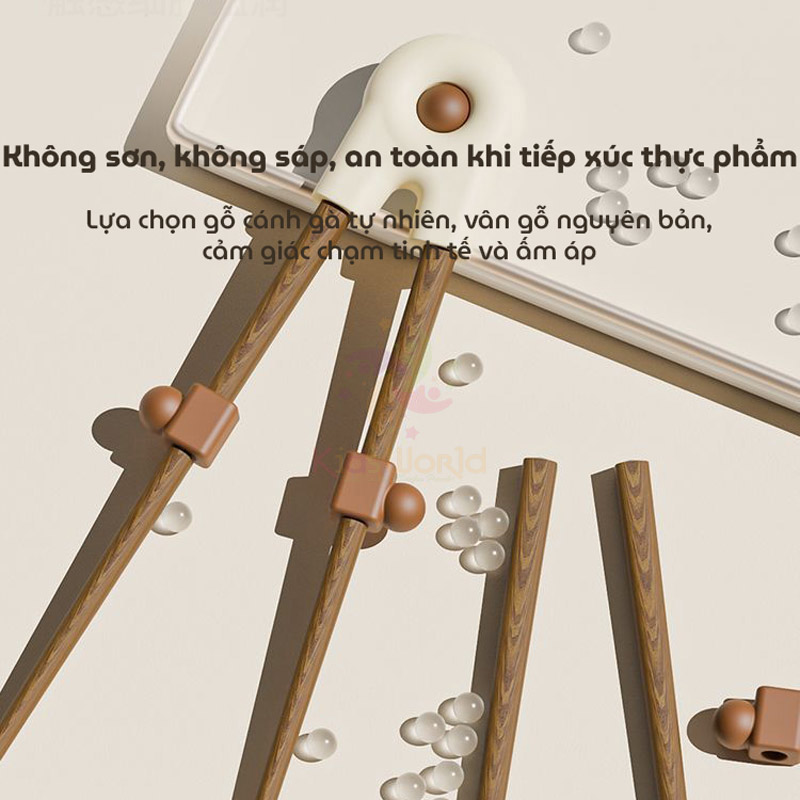Đũa tập gắp cho bé tập ăn hình Gấu trúc chất liệu gỗ tự nhiên không sơn, không sáp, không mùi lạ