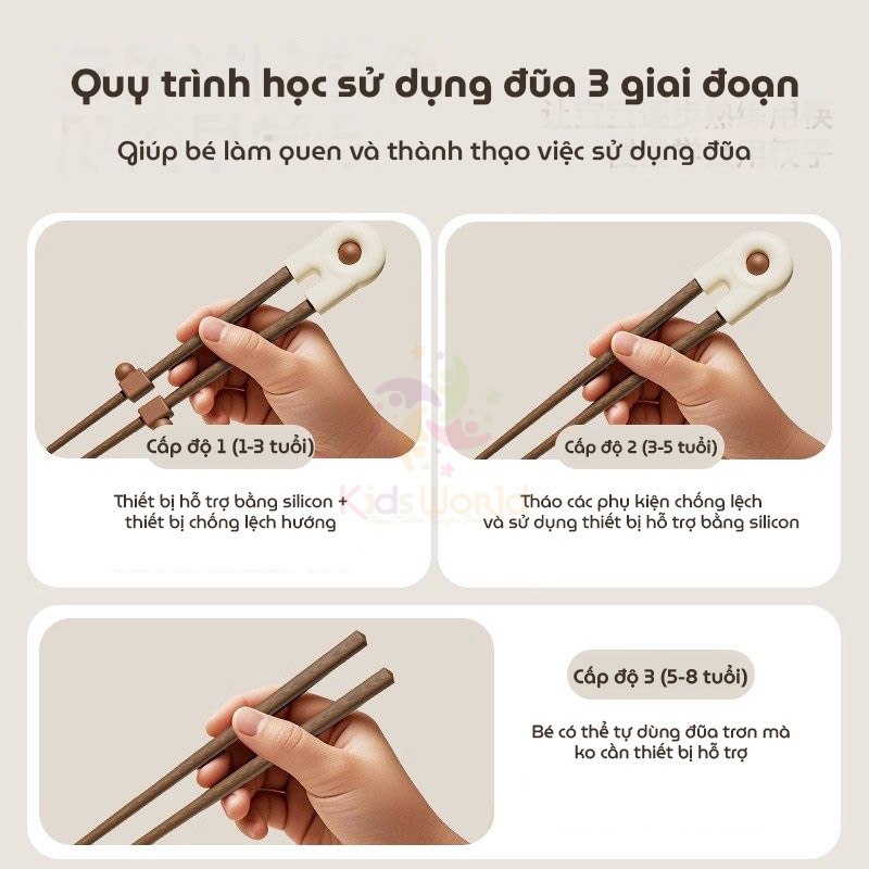 Đũa tập gắp cho bé tập ăn hình Gấu trúc chất liệu gỗ tự nhiên không sơn, không sáp, không mùi lạ