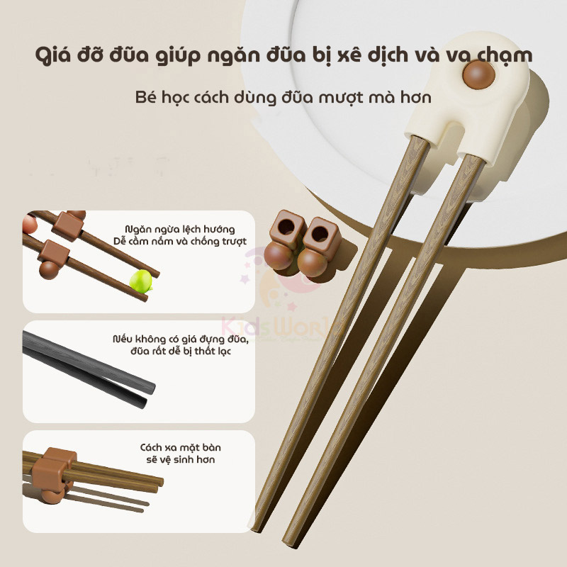 Đũa tập gắp cho bé tập ăn hình Gấu trúc chất liệu gỗ tự nhiên không sơn, không sáp, không mùi lạ