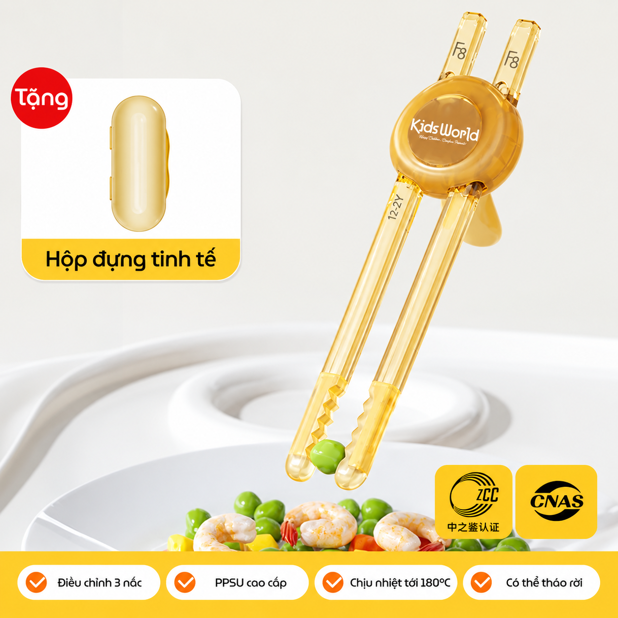 Đũa tập gắp xỏ ngón Youkebei chất liệu PPSU cao cấp hoạ tiết dễ thương cho bé 1-6 tuổi