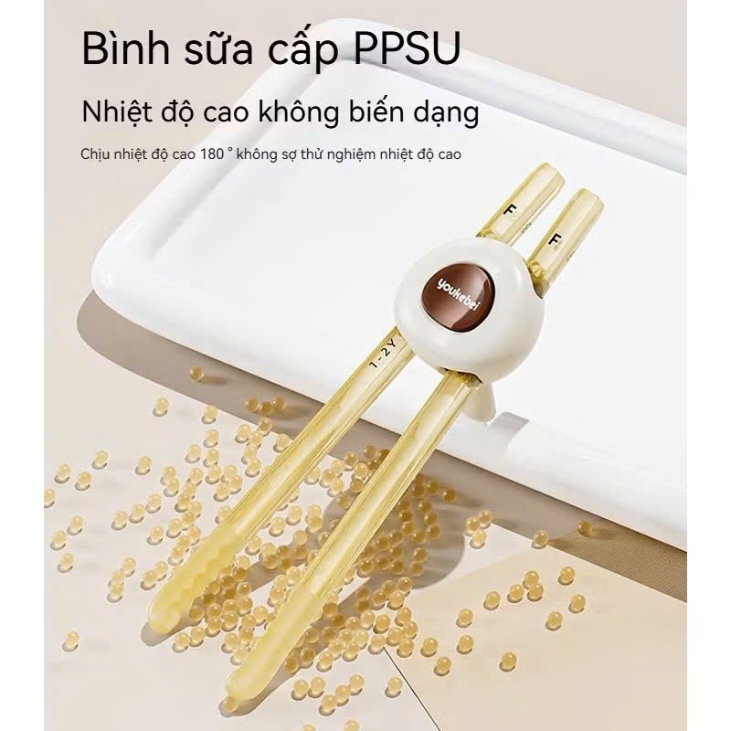 Đũa tập gắp xỏ ngón Youkebei chất liệu PPSU cao cấp hoạ tiết dễ thương cho bé 1-6 tuổi