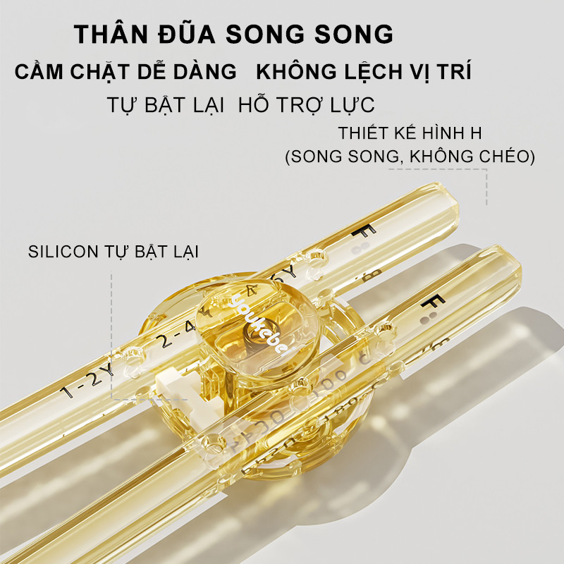 Đũa tập gắp xỏ ngón Youkebei chất liệu PPSU cao cấp hoạ tiết dễ thương cho bé 1-6 tuổi