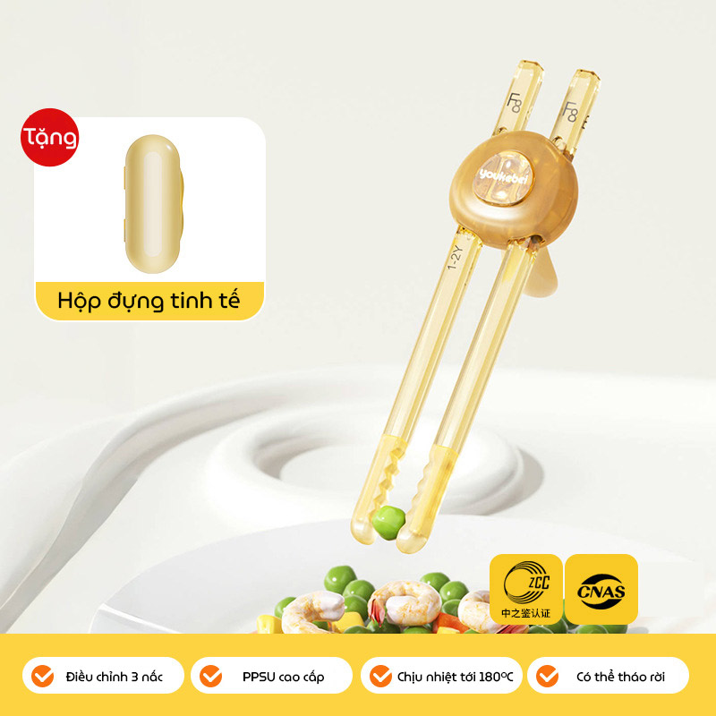 Đũa tập gắp xỏ ngón Youkebei chất liệu PPSU cao cấp hoạ tiết dễ thương cho bé 1-6 tuổi