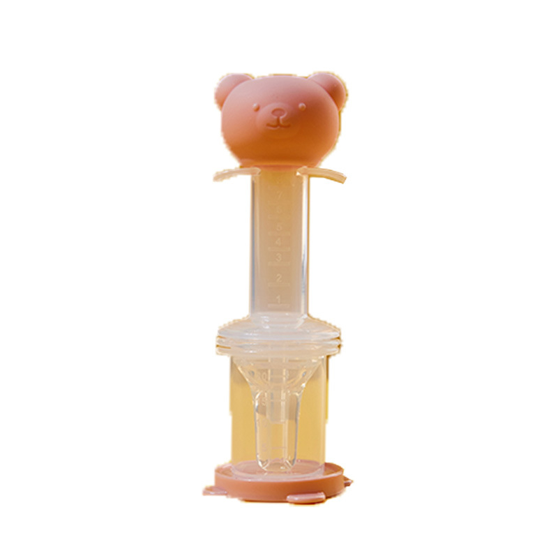 Dụng cụ uống thuốc, uống sữa cho bé KidsWorld hình gấu có vạch chia ml tiện lợi, silicon thực phẩm cao cấp, mềm mại chống sặc
