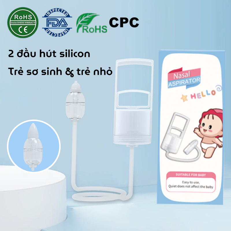 Dụng cụ hút mũi kéo tay cho bé sơ sinh Nasal Asprirator Plus với 2 đầu hút mũi silicon mềm mại, an toàn cho trẻ