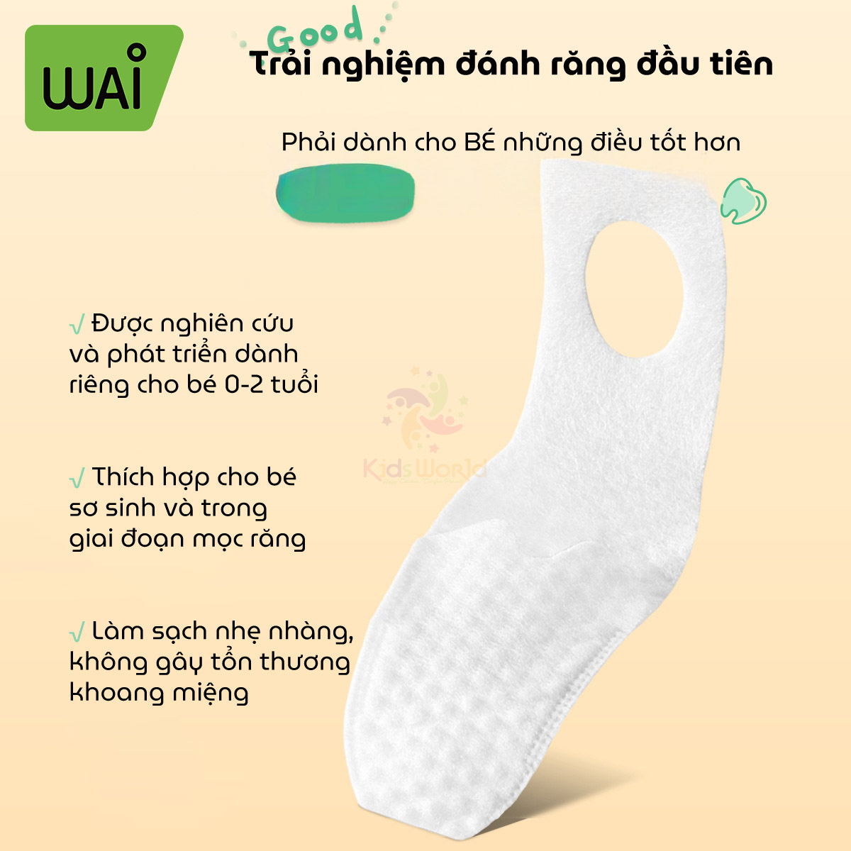 Hộp 30 chiếc gạc rơ lưỡi vệ sinh răng miệng cho bé Wai Oral Cleaning Finger Cover dùng một lần, an toàn và tiện lợi