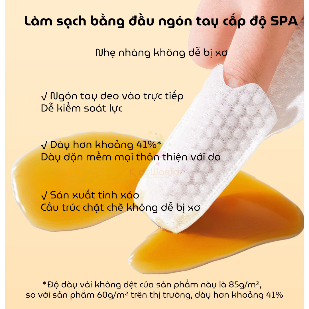 Hộp 30 chiếc gạc rơ lưỡi vệ sinh răng miệng cho bé Wai Oral Cleaning Finger Cover dùng một lần, an toàn và tiện lợi