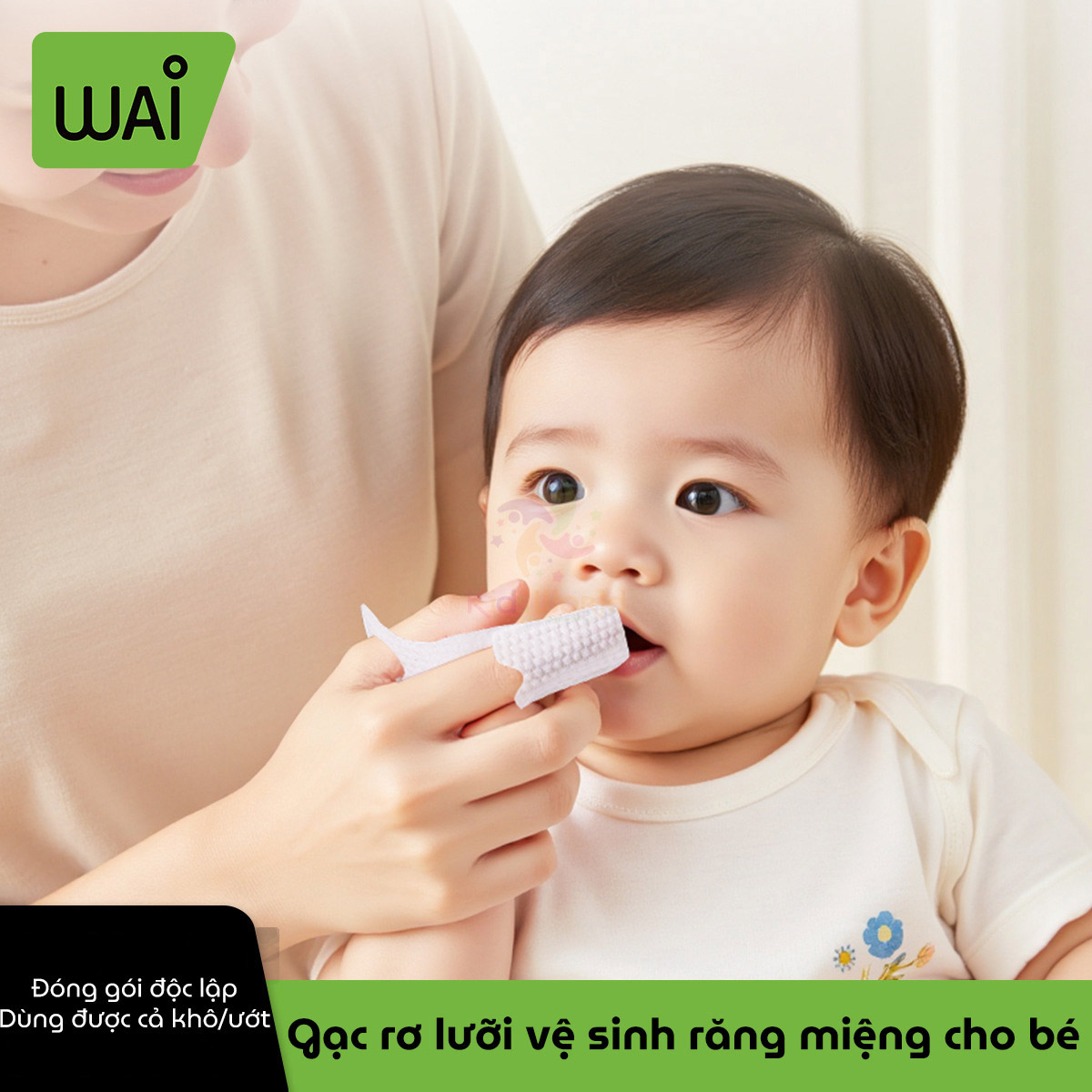 Hộp 30 chiếc gạc rơ lưỡi vệ sinh răng miệng cho bé Wai Oral Cleaning Finger Cover dùng một lần, an toàn và tiện lợi