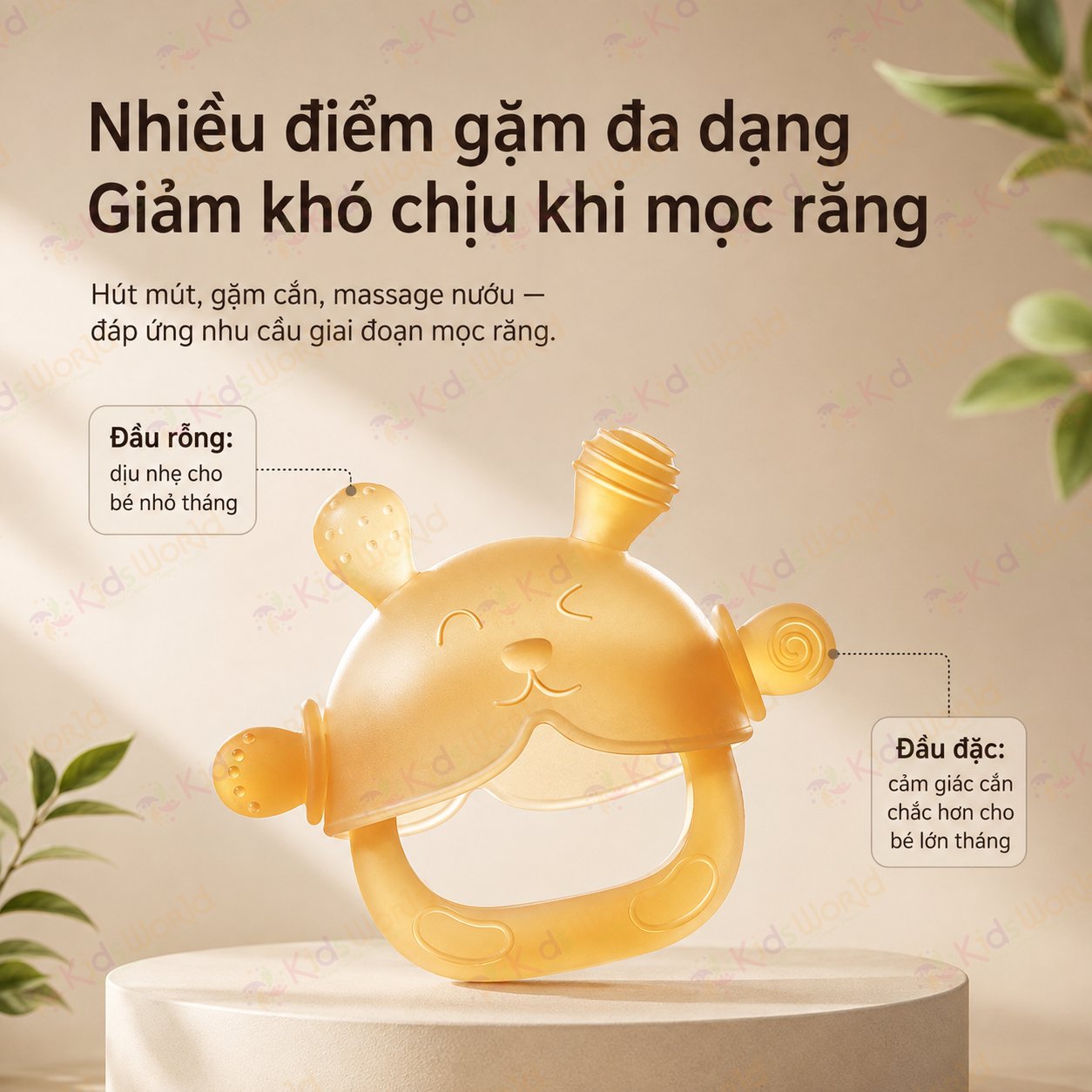 Gặm nướu cho bé hình gấu bằng silicone mềmchống mút tay, đồ chơi gặm nướu xoa dịu mọc răng, chống rơi, không siết tay, nhiều điểm massage nướu, có hộp đựng chống bụi tiện lợi