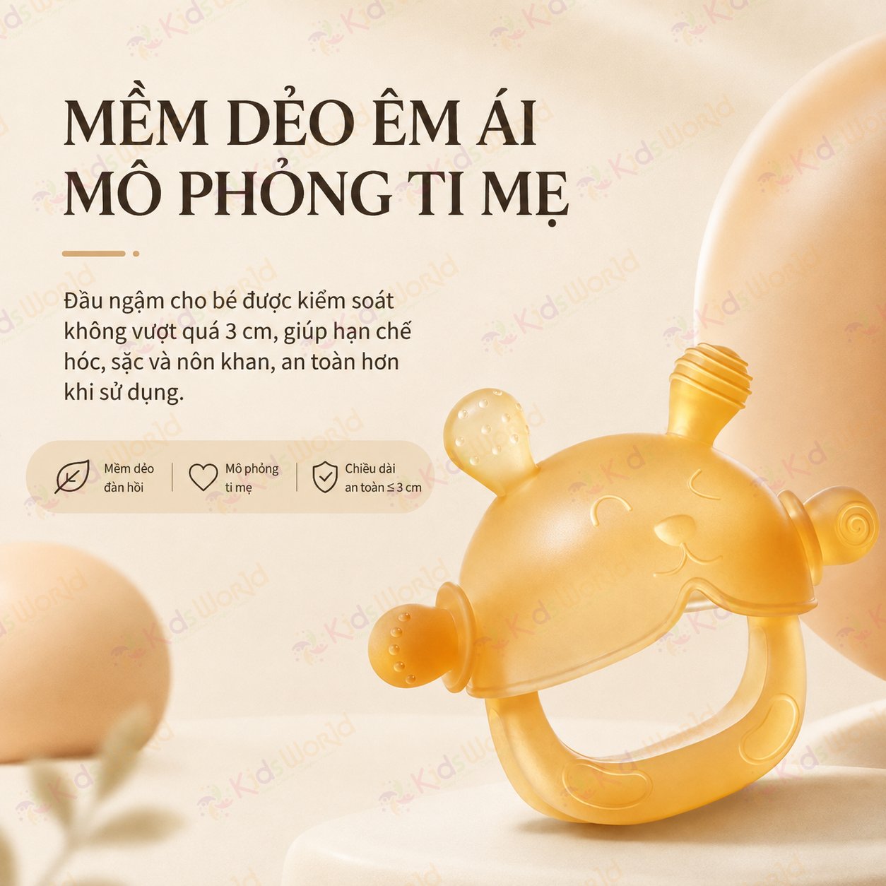 Gặm nướu cho bé hình gấu bằng silicone mềmchống mút tay, đồ chơi gặm nướu xoa dịu mọc răng, chống rơi, không siết tay, nhiều điểm massage nướu, có hộp đựng chống bụi tiện lợi