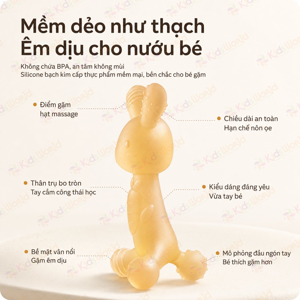 Gặm nướu cho bé hình thỏ silicone mềm, đồ chơi gặm nướu massage lợi cho bé từ 2 tháng, thiết kế chống hóc, dễ cầm nắm, tiệt trùng nhiệt cao