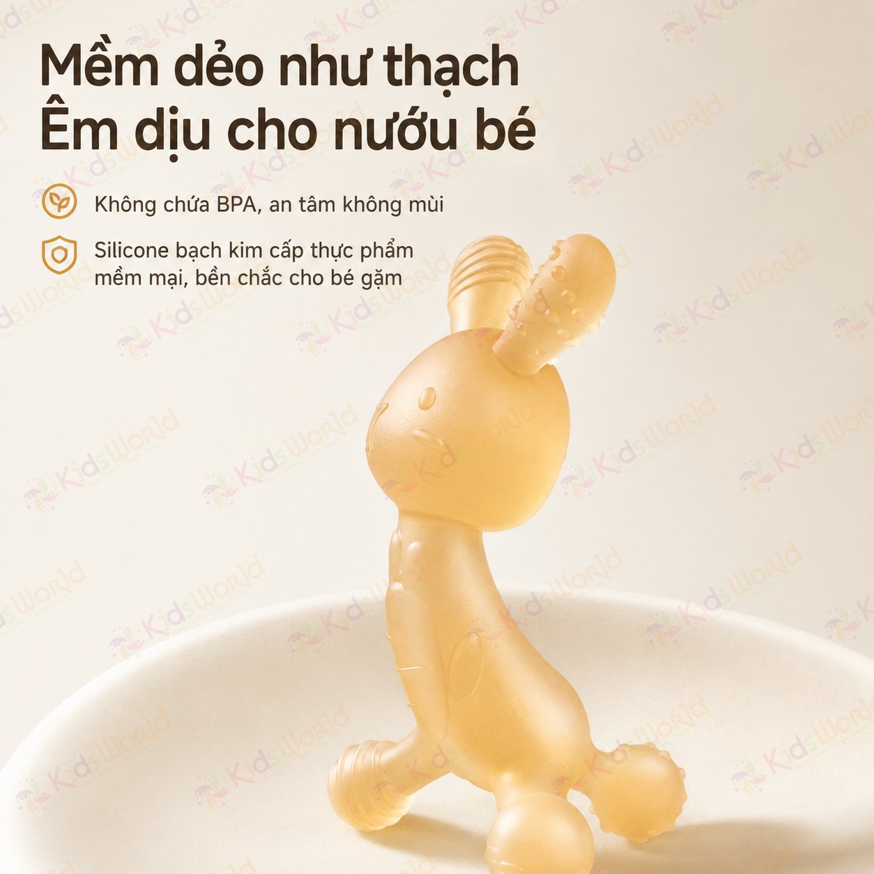 Gặm nướu cho bé hình thỏ silicone mềm, đồ chơi gặm nướu massage lợi cho bé từ 2 tháng, thiết kế chống hóc, dễ cầm nắm, tiệt trùng nhiệt cao