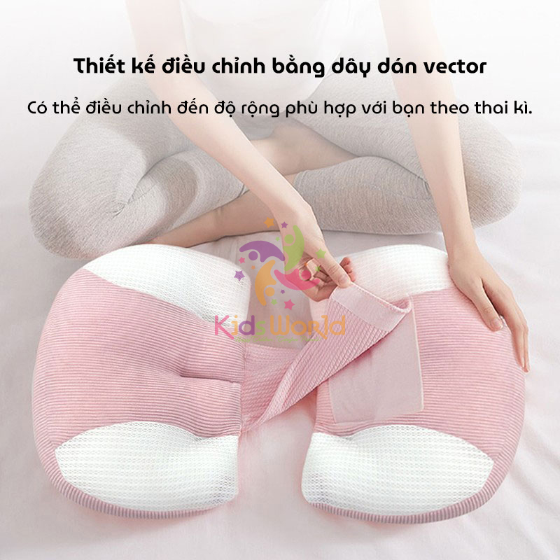 Gối bầu cánh tiên KidsWorld vải Tencel cao cấp mềm mại, thoáng khí giúp giảm đau lưng, nâng đỡ vùng bụng cho mẹ bầu ngủ ngon