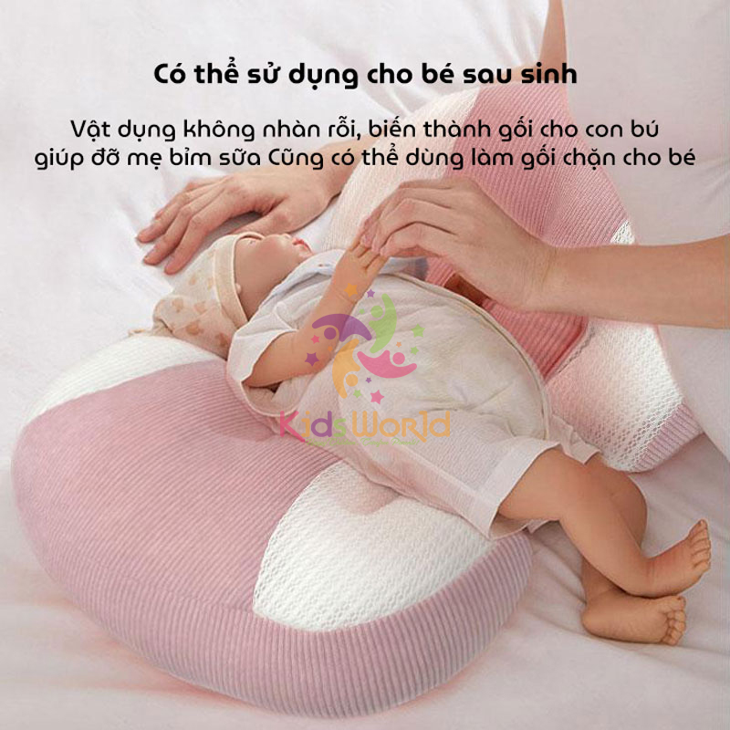 Gối bầu cánh tiên KidsWorld vải Tencel cao cấp mềm mại, thoáng khí giúp giảm đau lưng, nâng đỡ vùng bụng cho mẹ bầu ngủ ngon