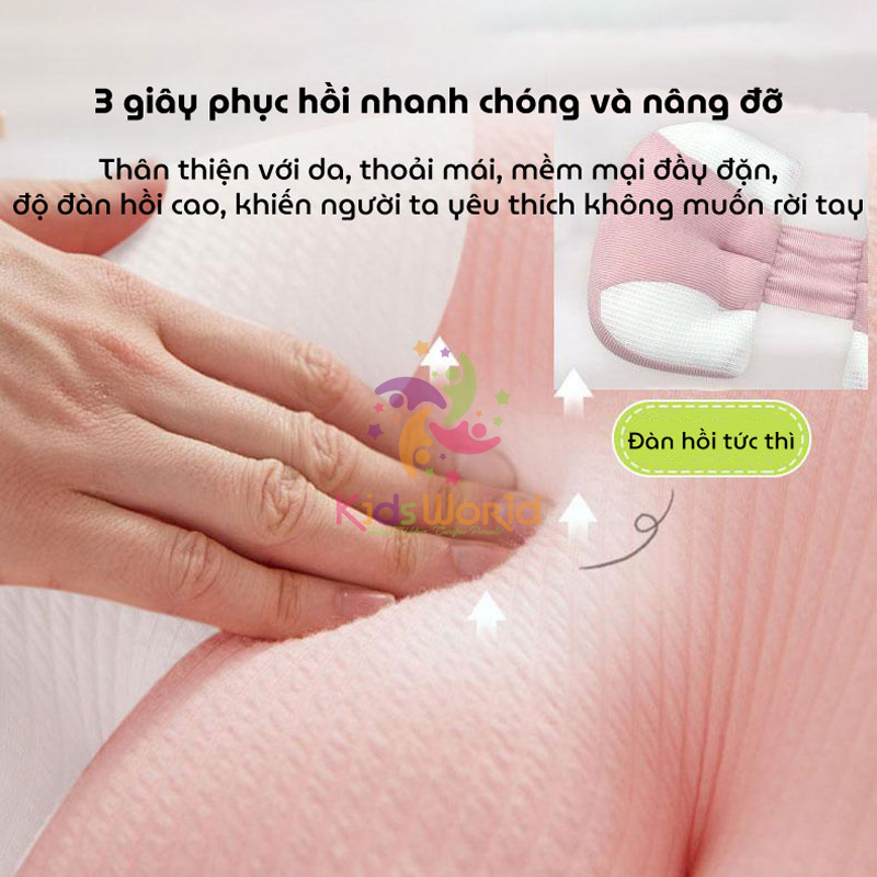 Gối bầu cánh tiên KidsWorld vải Tencel cao cấp mềm mại, thoáng khí giúp giảm đau lưng, nâng đỡ vùng bụng cho mẹ bầu ngủ ngon