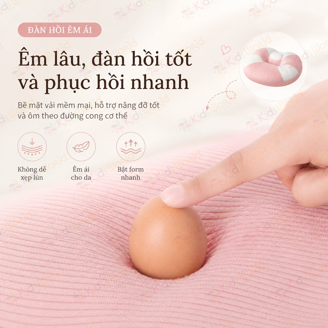 Gối bầu cánh tiên KidsWorld vải Tencel cao cấp mềm mại thoáng khí, nâng đỡ bụng mẹ bầu 30°hỗ trợ giảm đau lưng, tựa lưng, kê chân, giúp mẹ bầu ngủ nghiêng thoải mái