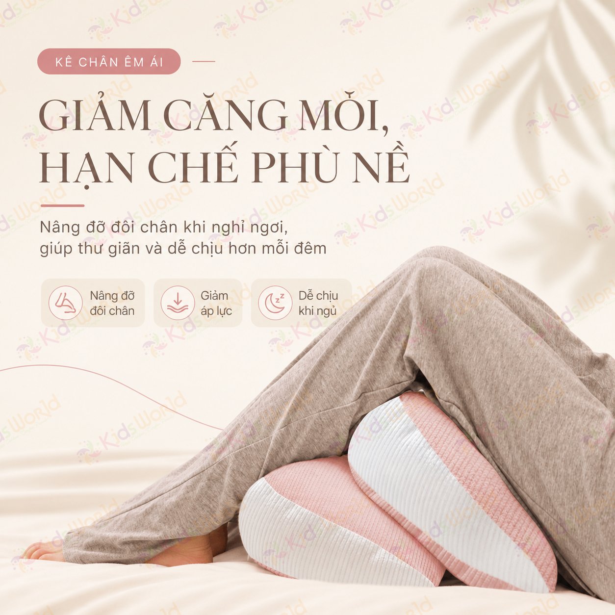 Gối bầu cánh tiên KidsWorld vải nhung tăm cao cấp, nâng đỡ bụng mẹ bầu 30°hỗ trợ giảm đau lưng, kê chân, tựa lưng, tặng kèm gối phụ, ruột bông xoắn 7d đàn hồi