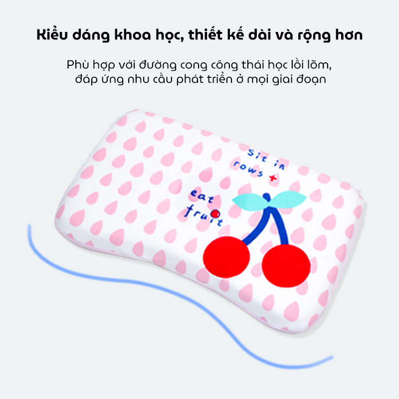 Gối cao su non cho bé KidsWorld ZT505 vải Cotton định hình đầu chống bẹp đầu thoáng khí, êm ái cho bé ngủ ngon sâu giấc cho trẻ 6 tháng-3 tuổi