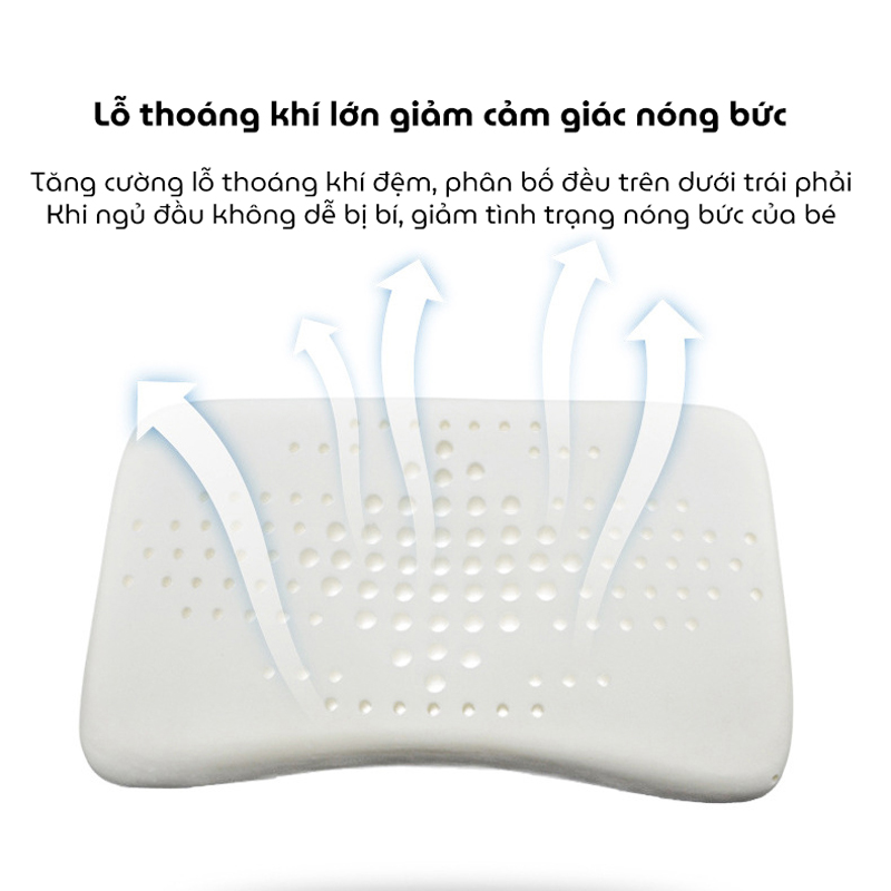 Gối cao su non cho bé KidsWorld ZT505 vải Cotton định hình đầu chống bẹp đầu thoáng khí, êm ái cho bé ngủ ngon sâu giấc cho trẻ 6 tháng-3 tuổi